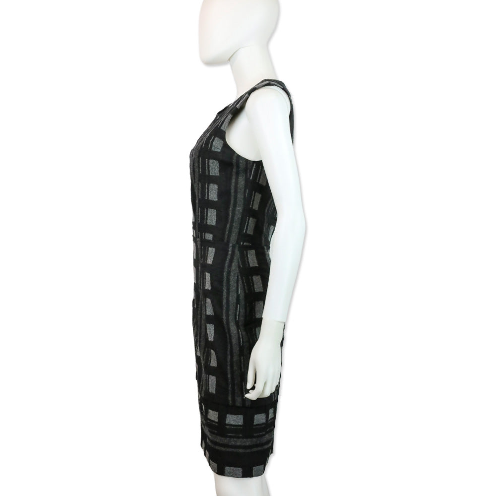 Balenciaga 2010 Black Check Plaid Sleeveless Dress