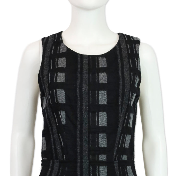 Balenciaga 2010 Black Check Plaid Sleeveless Dress