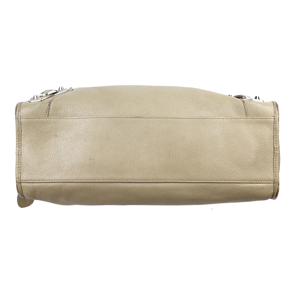 Balenciaga Beige Chèvre Leather Silver Hardware Moto City Bag