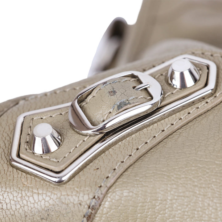 Balenciaga Beige Chèvre Leather Silver Hardware Moto City Bag