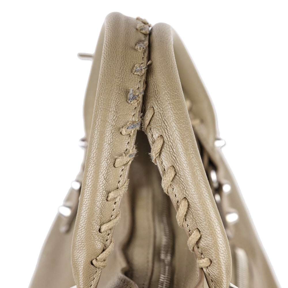 Balenciaga Beige Chèvre Leather Silver Hardware Moto City Bag