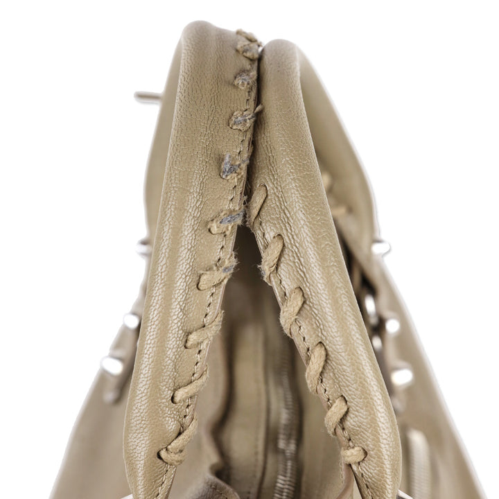 Balenciaga Beige Chèvre Leather Silver Hardware Moto City Bag