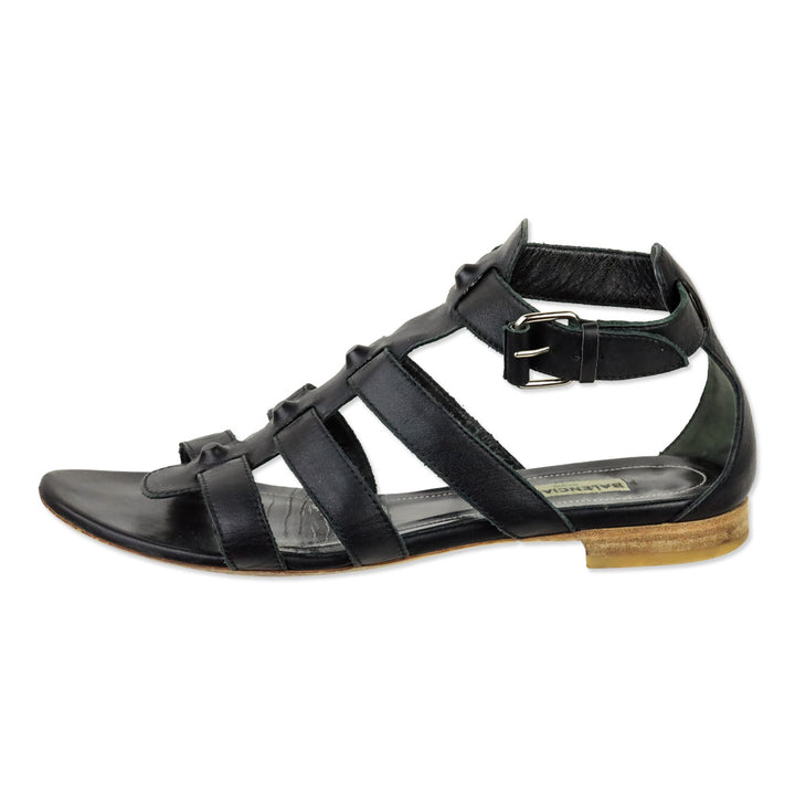 Balenciaga Black Leather Gladiator Sandals