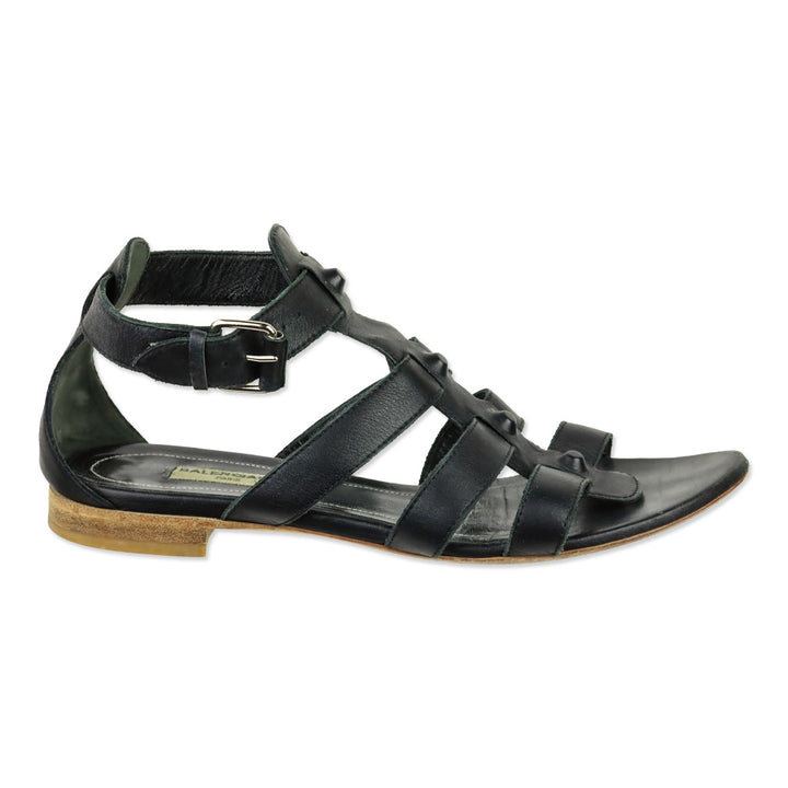 Balenciaga Black Leather Gladiator Sandals