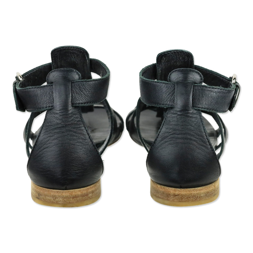 Balenciaga Black Leather Gladiator Sandals
