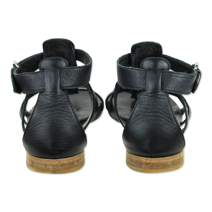 Balenciaga Black Leather Gladiator Sandals