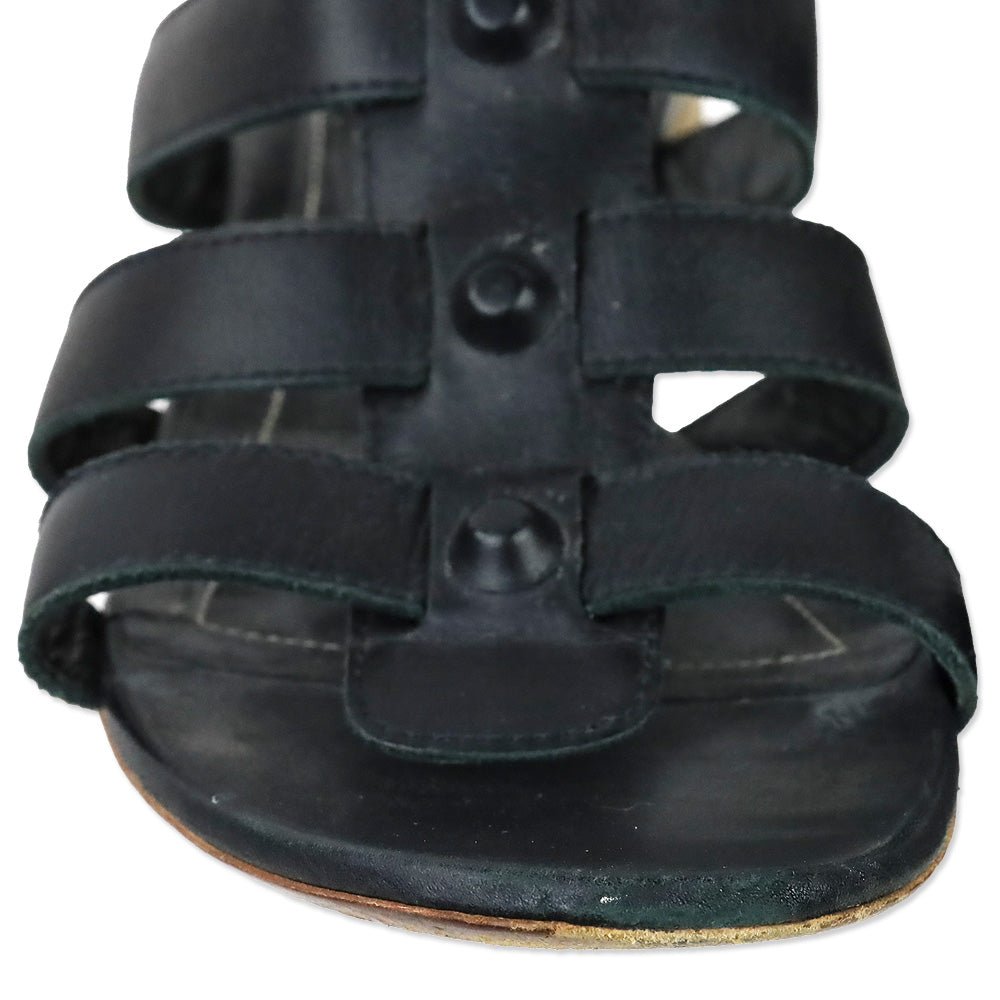 Balenciaga Black Leather Gladiator Sandals