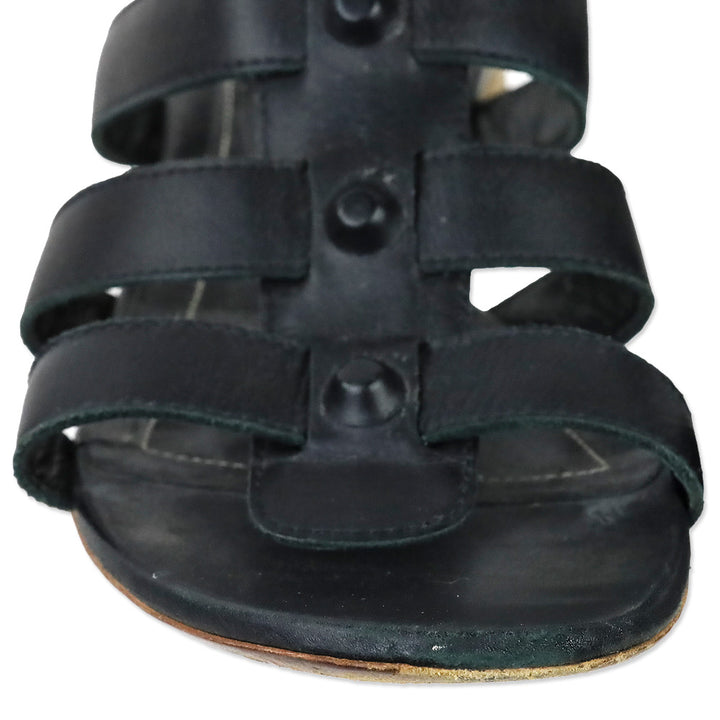 Balenciaga Black Leather Gladiator Sandals