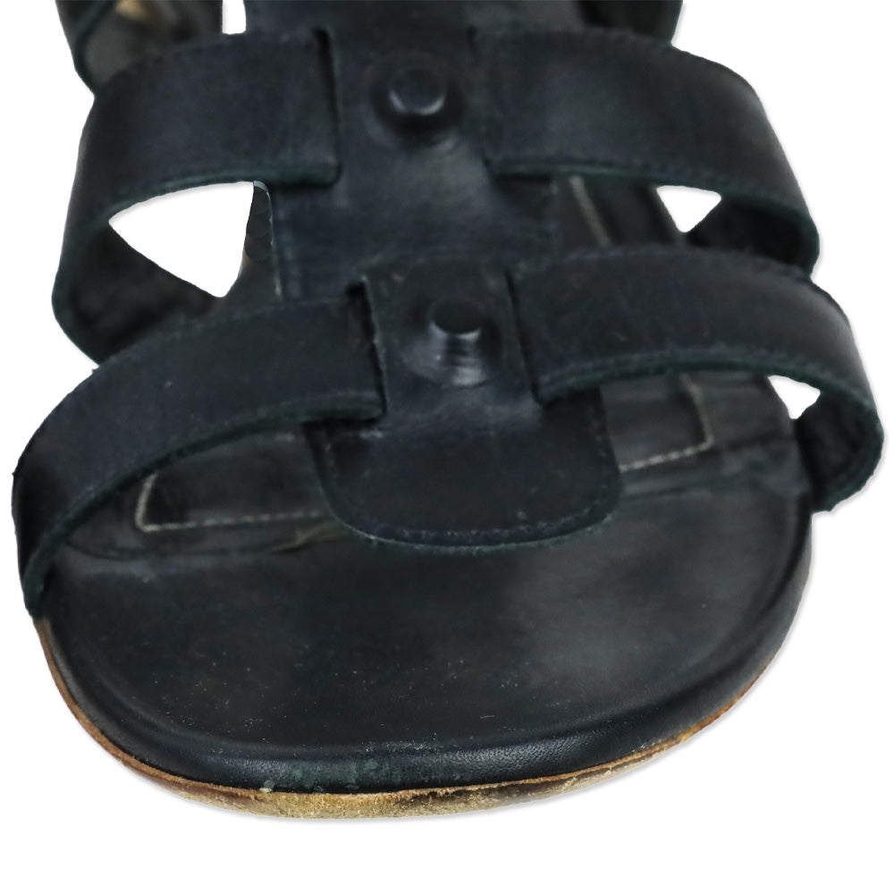 Balenciaga Black Leather Gladiator Sandals