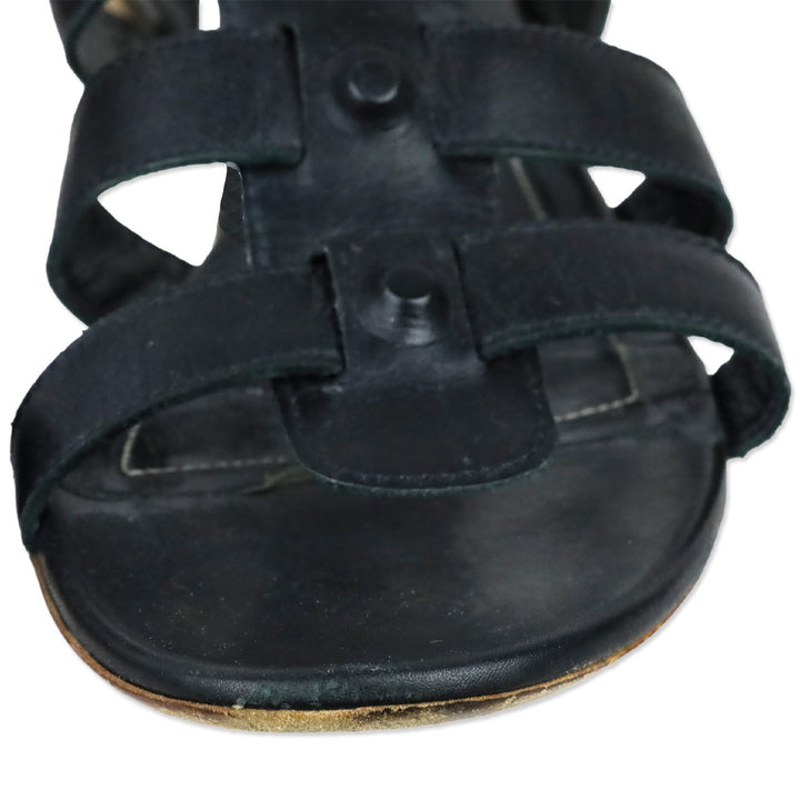 Balenciaga Black Leather Gladiator Sandals
