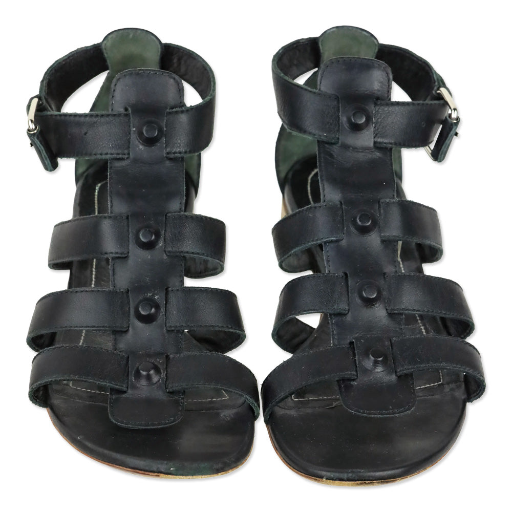 Balenciaga Black Leather Gladiator Sandals
