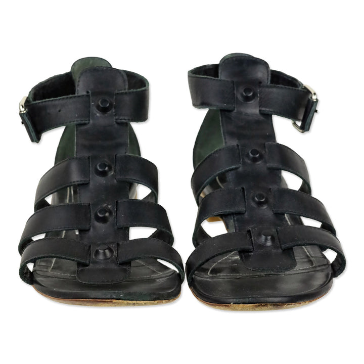 Balenciaga Black Leather Gladiator Sandals