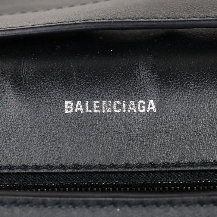 Balenciaga Black Leather Small Soft Hourglass Shoulder Bag
