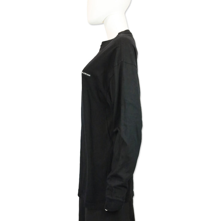 Balenciaga Black Logo Long Sleeve Top