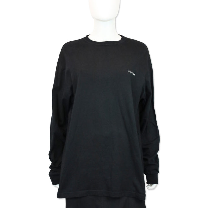 Balenciaga Black Logo Long Sleeve Top