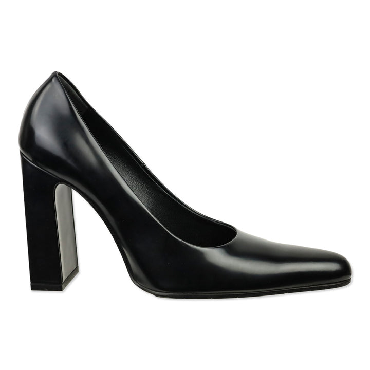 Balenciaga Black Patinated Calf Leather Block Heel Pump