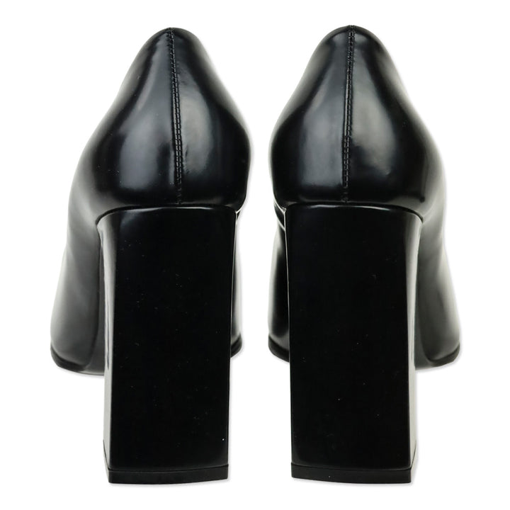 Balenciaga Black Patinated Calf Leather Block Heel Pump