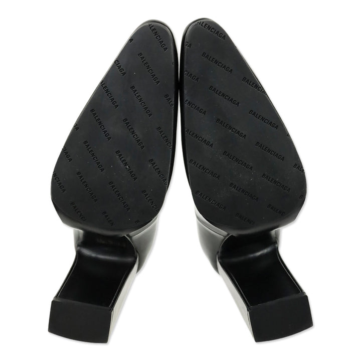 Balenciaga Black Patinated Calf Leather Block Heel Pump