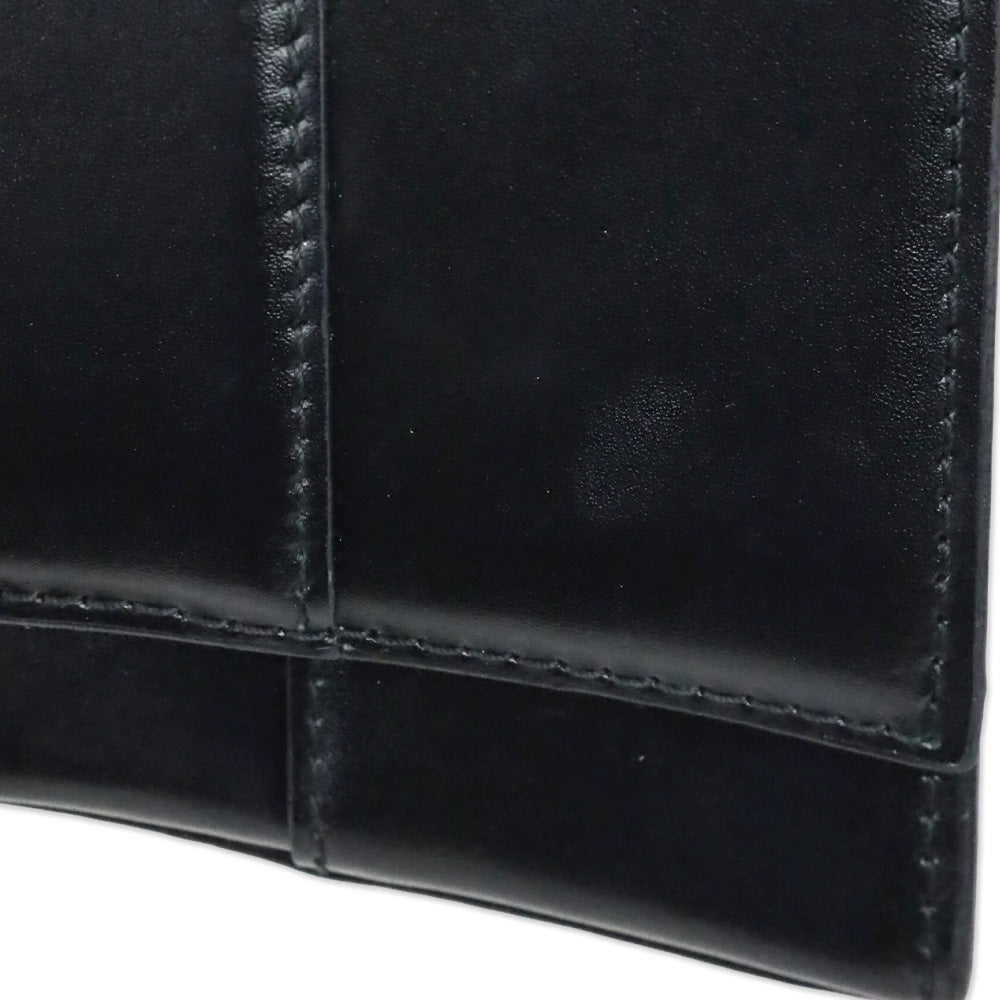 Balenciaga Black Shiny Box Calfskin Hourglass Leather Wallet on Chain