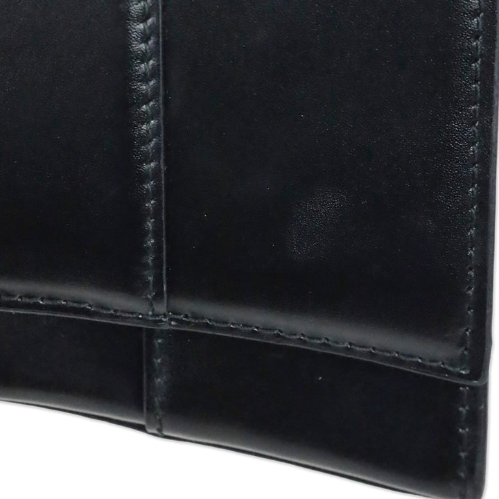 Balenciaga Black Shiny Box Calfskin Hourglass Leather Wallet on Chain