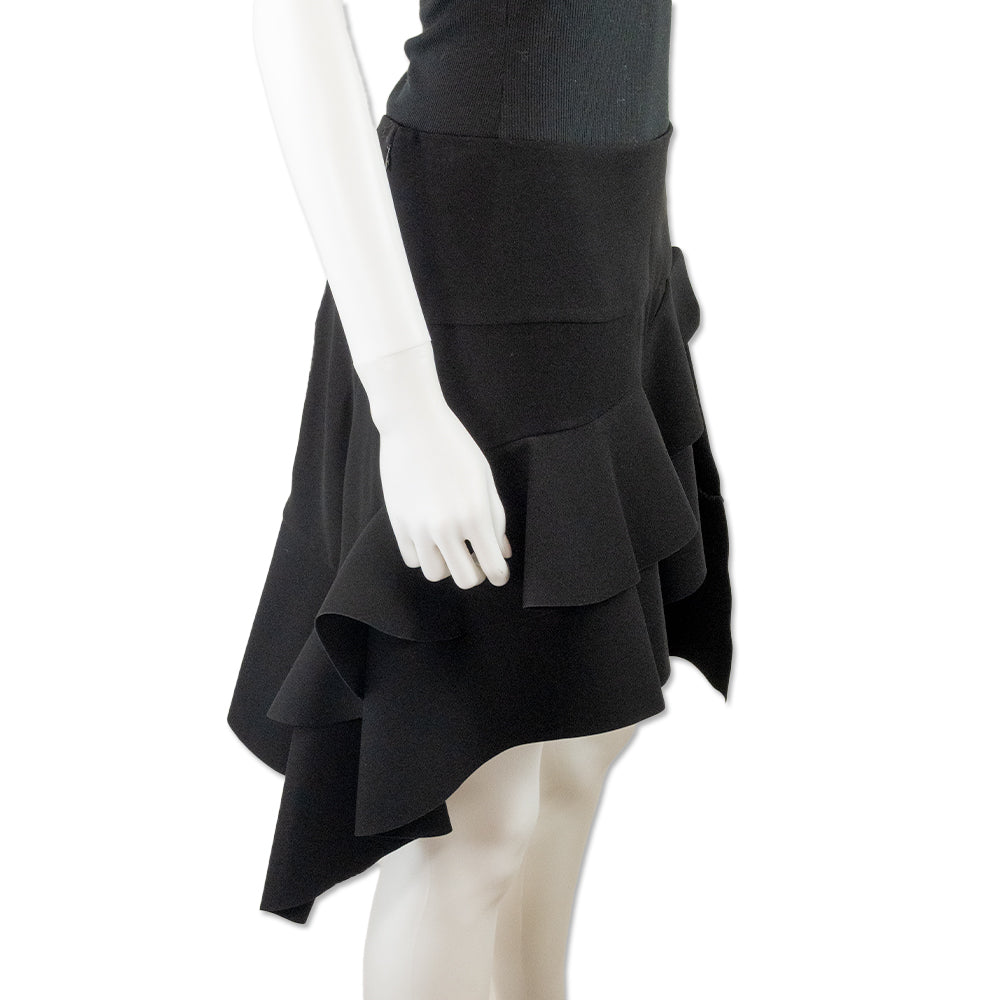 Balenciaga Black Tiered Ruffle Above the Knee Skirt