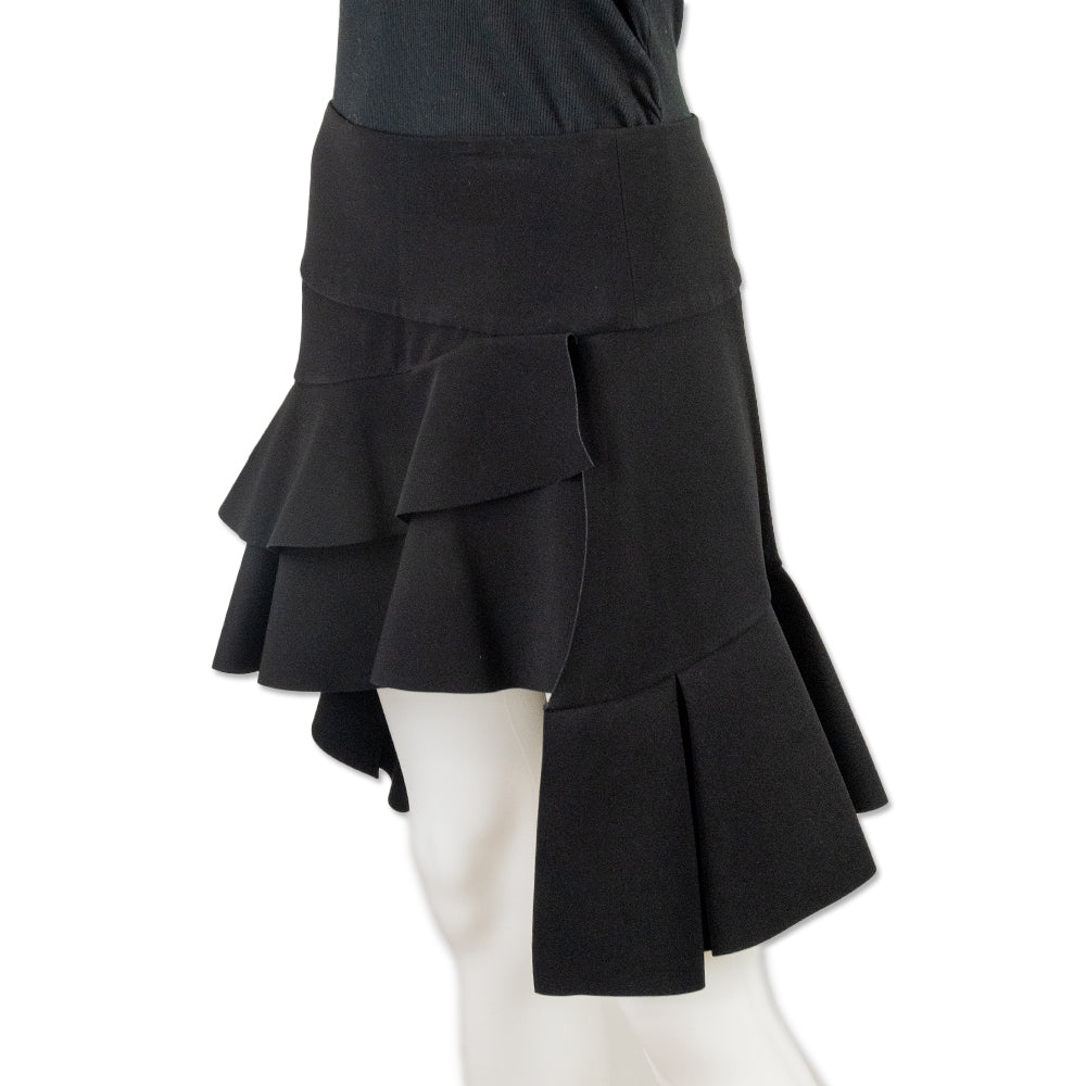 Balenciaga Black Tiered Ruffle Above the Knee Skirt