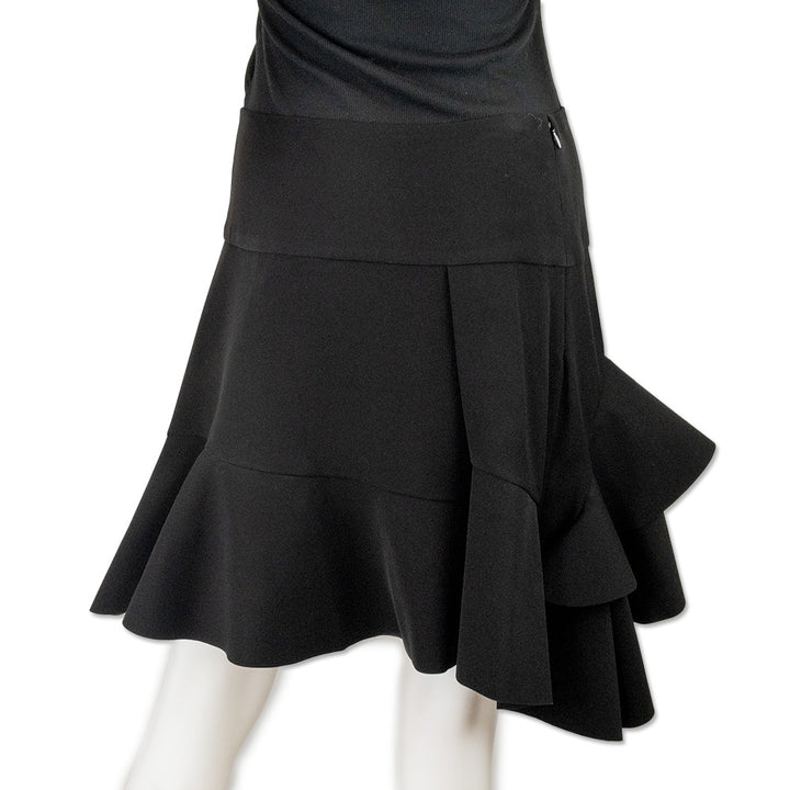 Balenciaga Black Tiered Ruffle Above the Knee Skirt