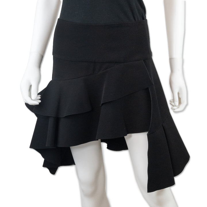 Balenciaga Black Tiered Ruffle Above the Knee Skirt