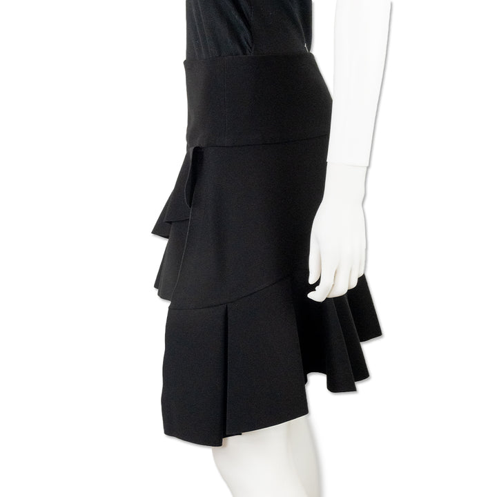 Balenciaga Black Tiered Ruffle Above the Knee Skirt