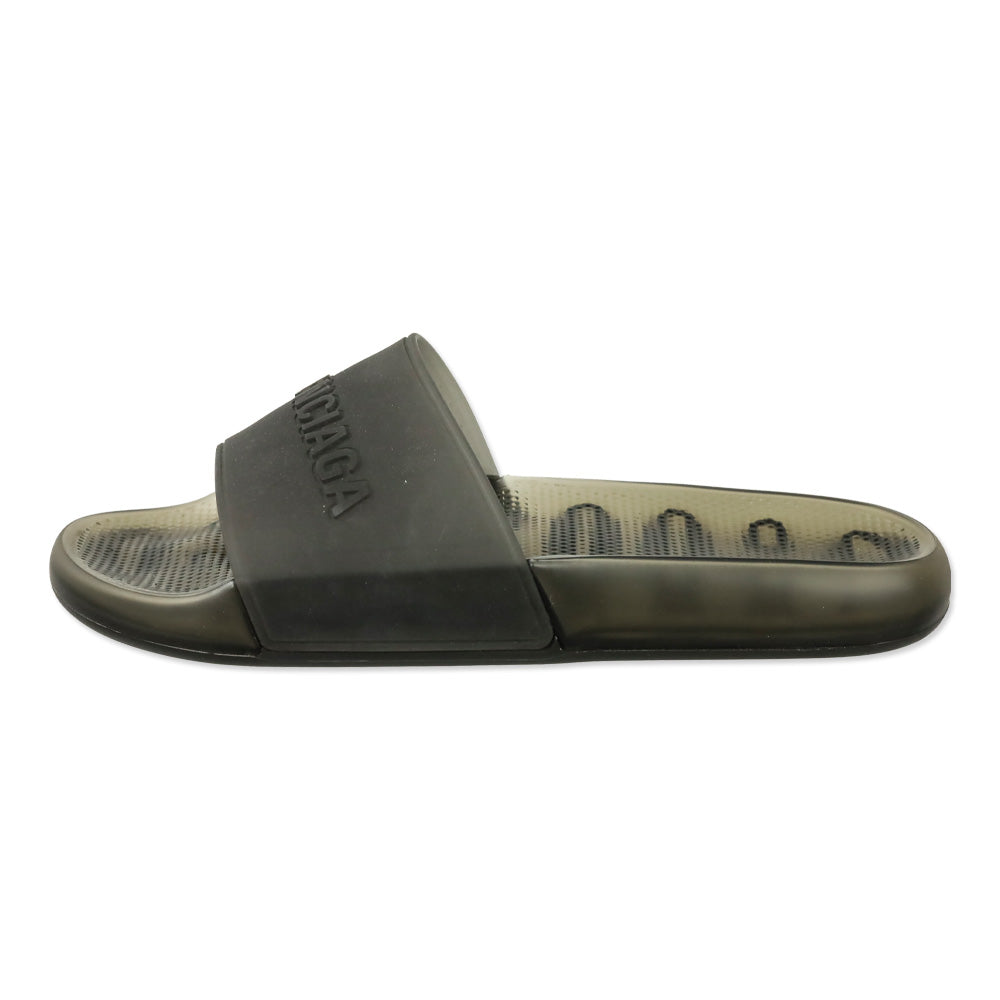 Balenciaga Black Transparent Rubber Pool Slide Sandal