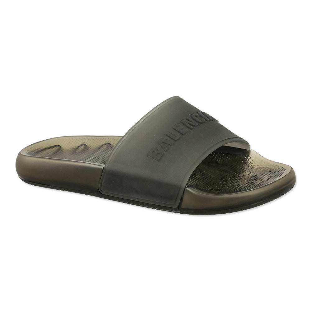 Balenciaga Black Transparent Rubber Pool Slide Sandal