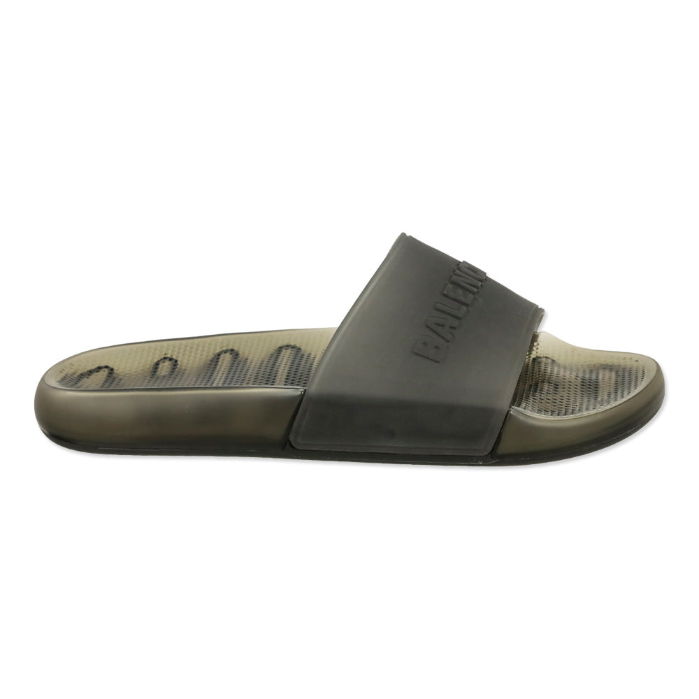 Balenciaga Black Transparent Rubber Pool Slide Sandal