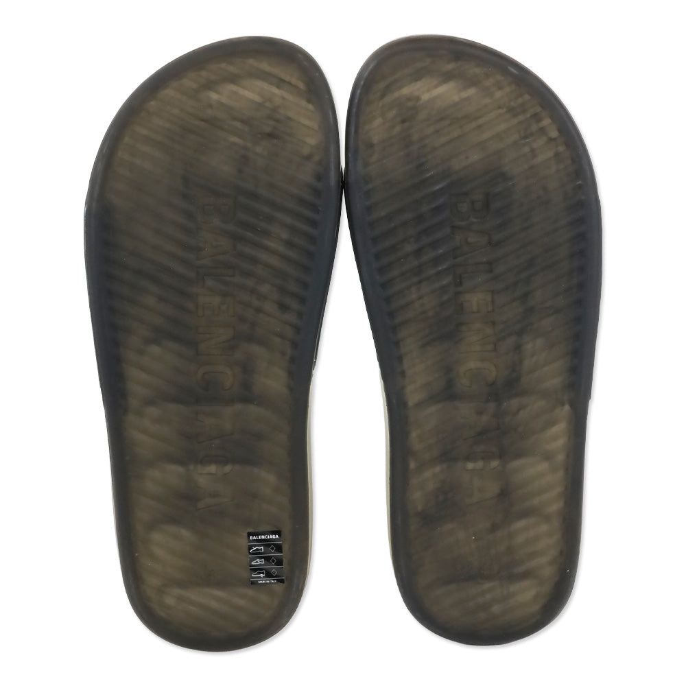 Balenciaga Black Transparent Rubber Pool Slide Sandal