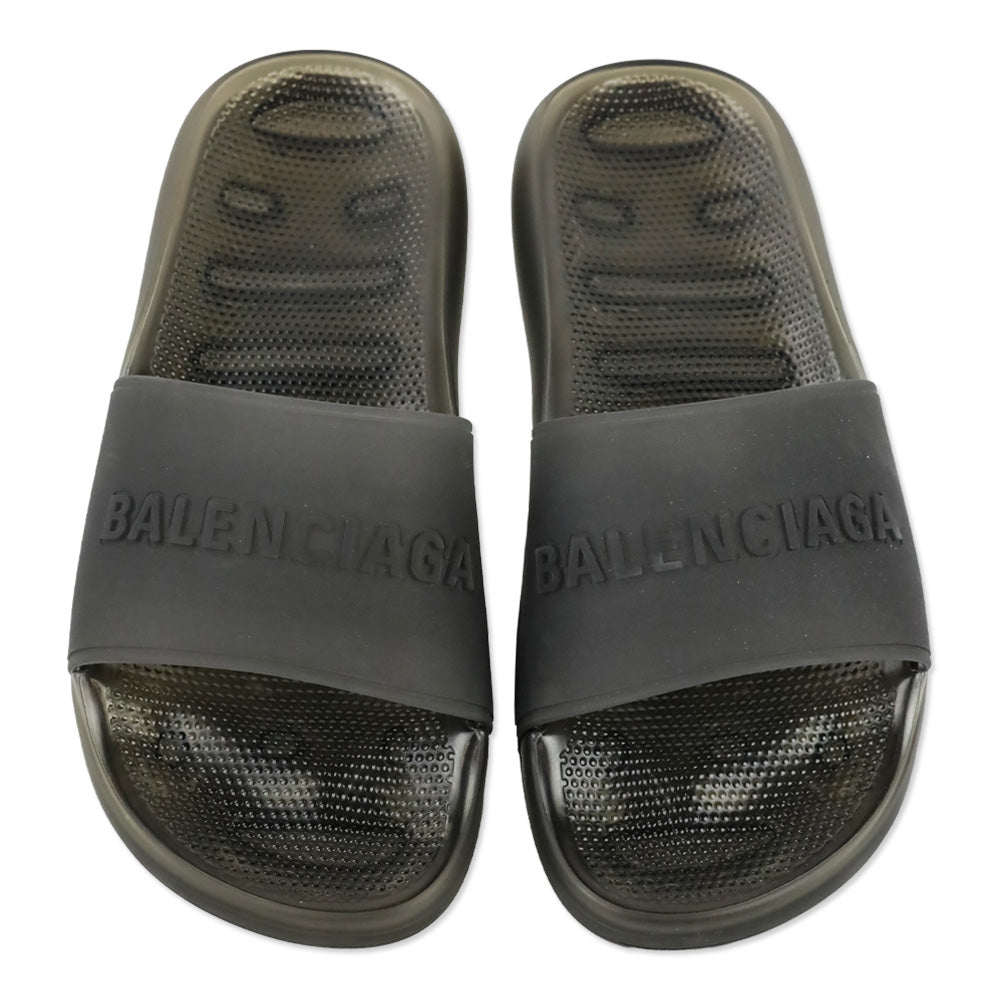 Balenciaga Black Transparent Rubber Pool Slide Sandal