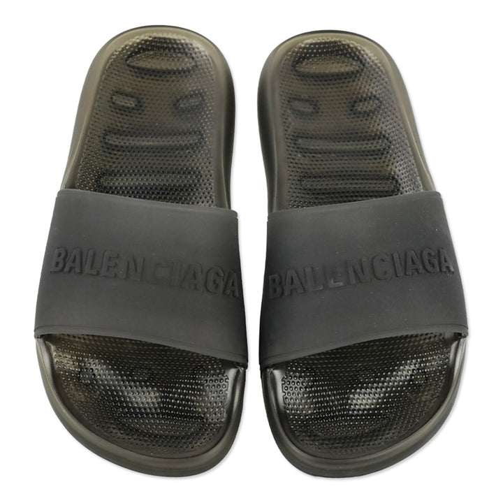 Balenciaga Black Transparent Rubber Pool Slide Sandal