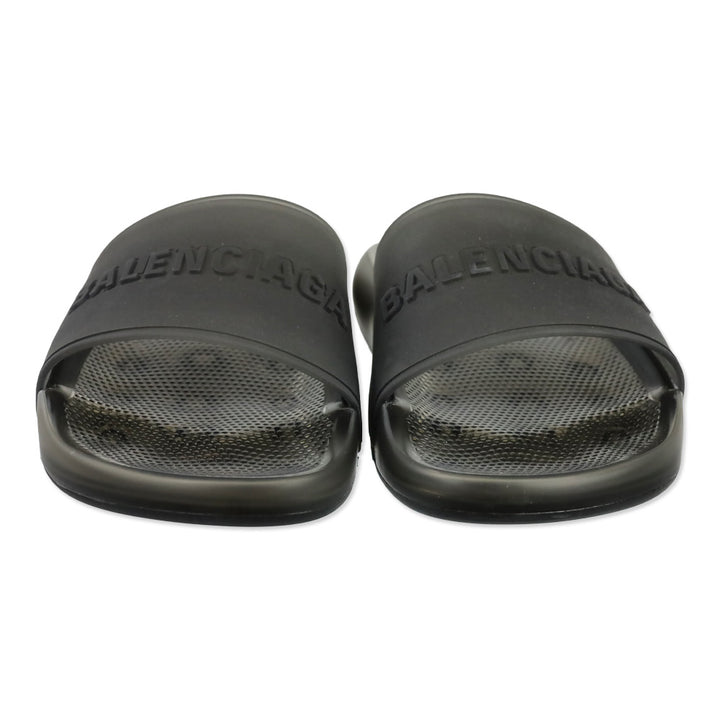 Balenciaga Black Transparent Rubber Pool Slide Sandal