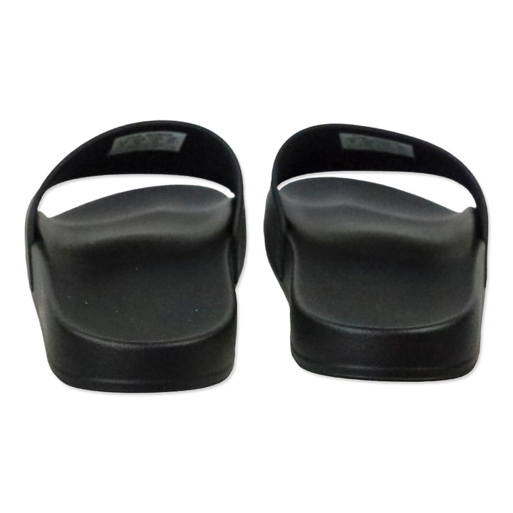 Balenciaga Black/White Smooth Rubber Logo Pool Slide Sandals