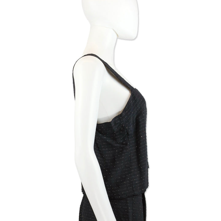 Balenciaga Black with Gold Striped Cropped Tank Top