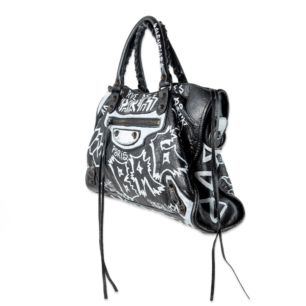 Balenciaga Motocross Graffiti Classic City Bag