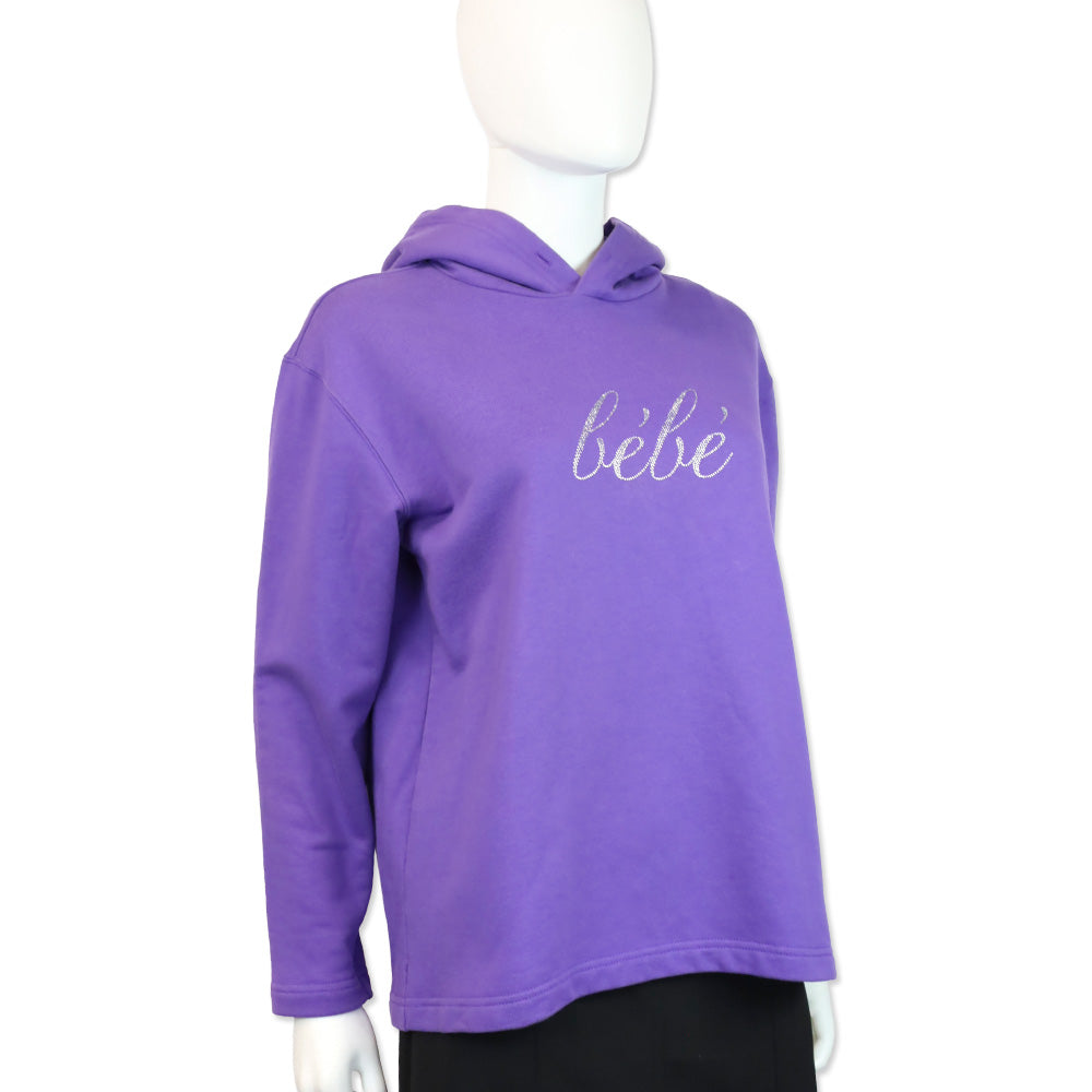 Balenciaga Purple Rhinestone Bébé Cropped Logo Hoodie