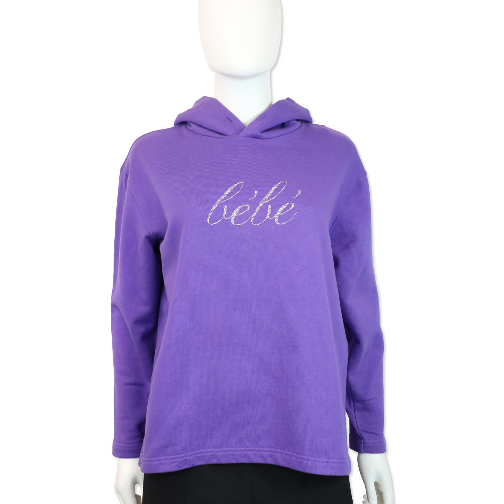 Balenciaga Purple Rhinestone Bébé Cropped Logo Hoodie – DBLTKE