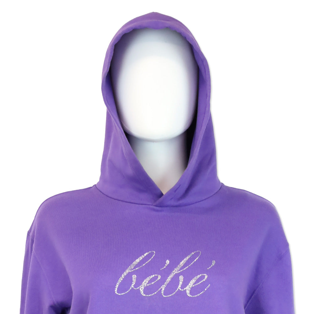 Balenciaga Purple Rhinestone Bébé Cropped Logo Hoodie