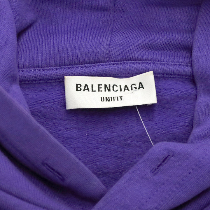 Balenciaga Purple Rhinestone Bébé Cropped Logo Hoodie