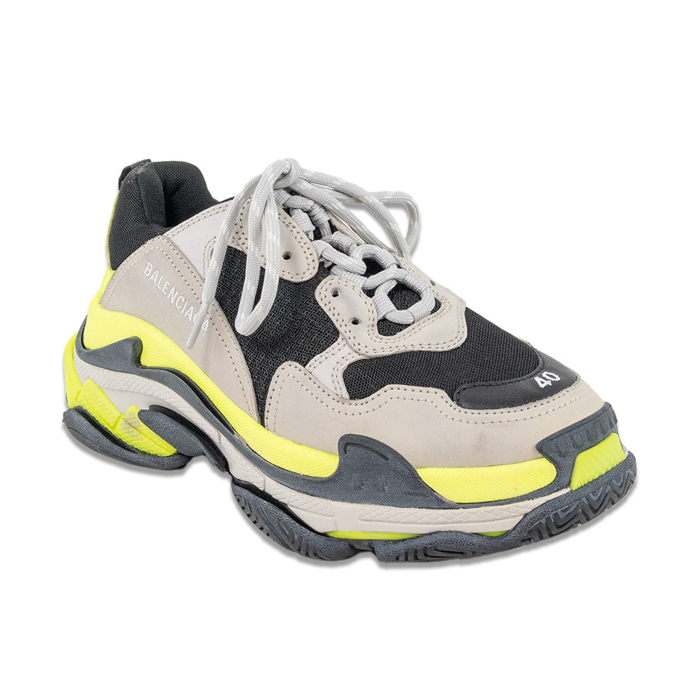 Balenciaga Triple S Fluorescent Yellow Black Sneakers