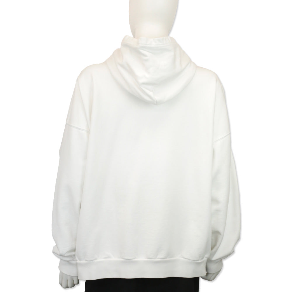 Balenciaga White Cotton Paris Balenciaga Embroidered Logo Hoodie