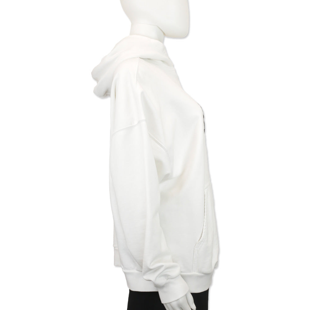 Balenciaga White Cotton Paris Balenciaga Embroidered Logo Hoodie