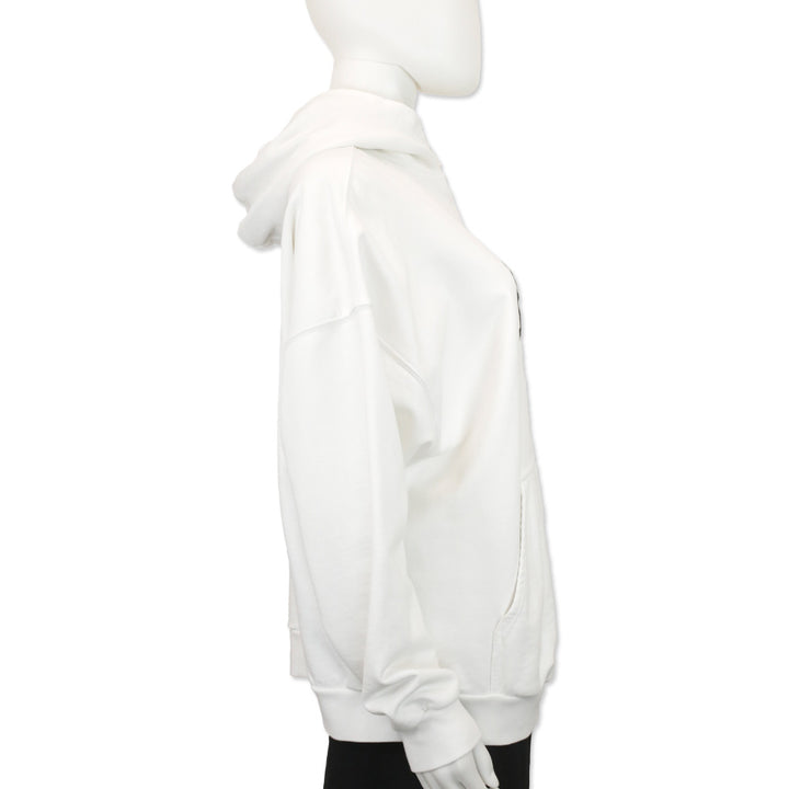 Balenciaga White Cotton Paris Balenciaga Embroidered Logo Hoodie