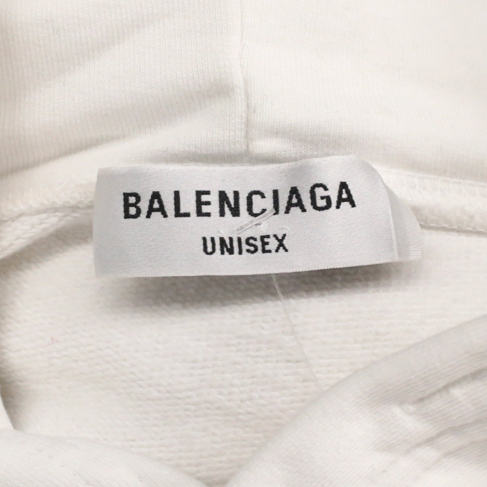 Balenciaga White Cotton Paris Balenciaga Embroidered Logo Hoodie