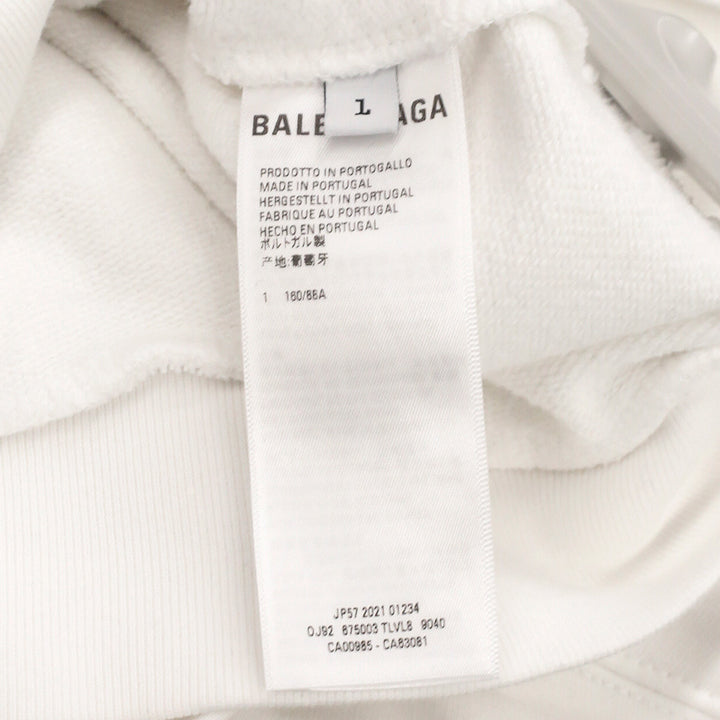 Balenciaga White Cotton Paris Balenciaga Embroidered Logo Hoodie