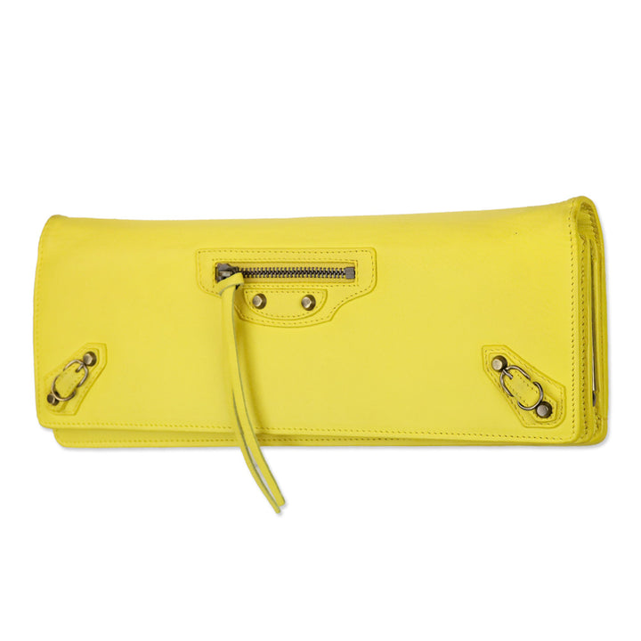 Balenciaga Yellow Leather Papier Wand Long Clutch